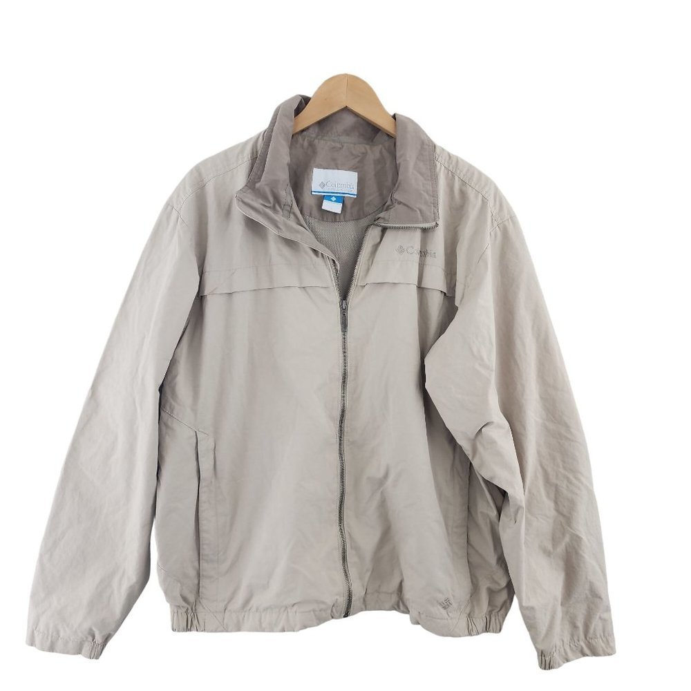 Columbia Full Zip Beige Windbreaker Jacket Men's L